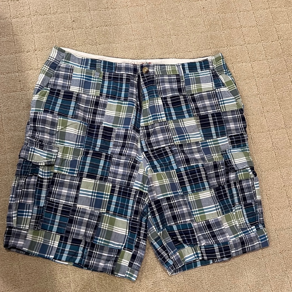 Plugg plaid shorts in the greens and blues